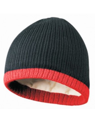 Čepice zimní pletená HOLGER černá s červeným lemem